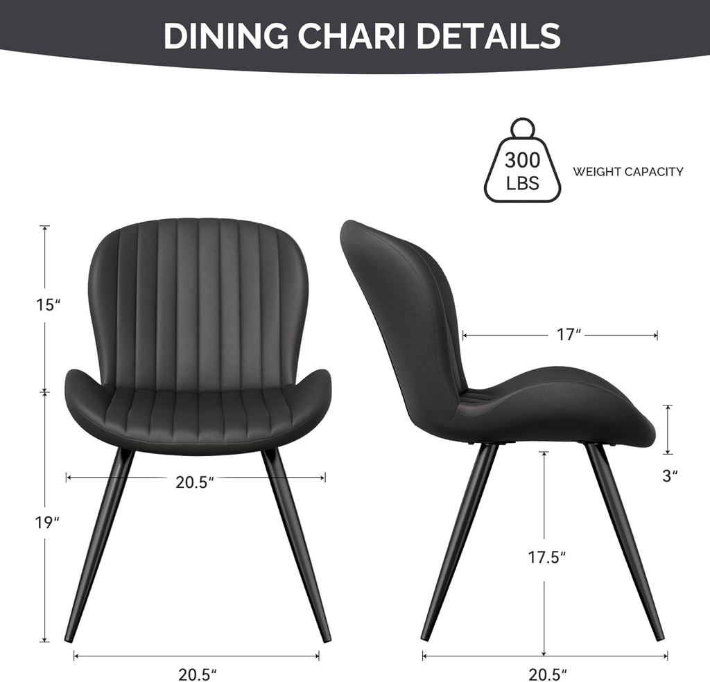 Dining Chairs Set of 2, Modern Dining Room Chairs Comfy Backrest Thick Upholstered Kitchen Chairs 19IN
