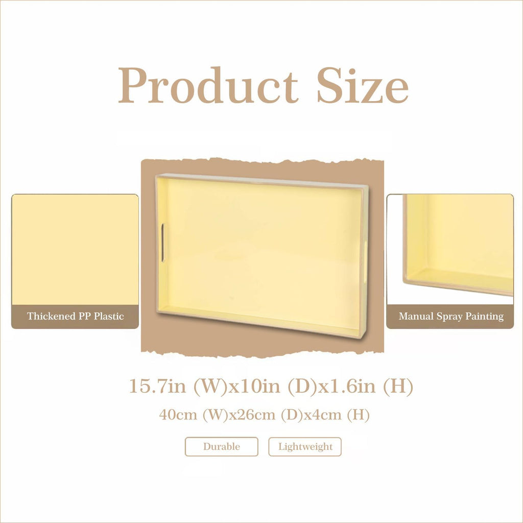 Decorative Tray, Rectangular Plastic Tray with Handles, Modern Vanity Tray and Serving Tray , Ottoman and Coffee