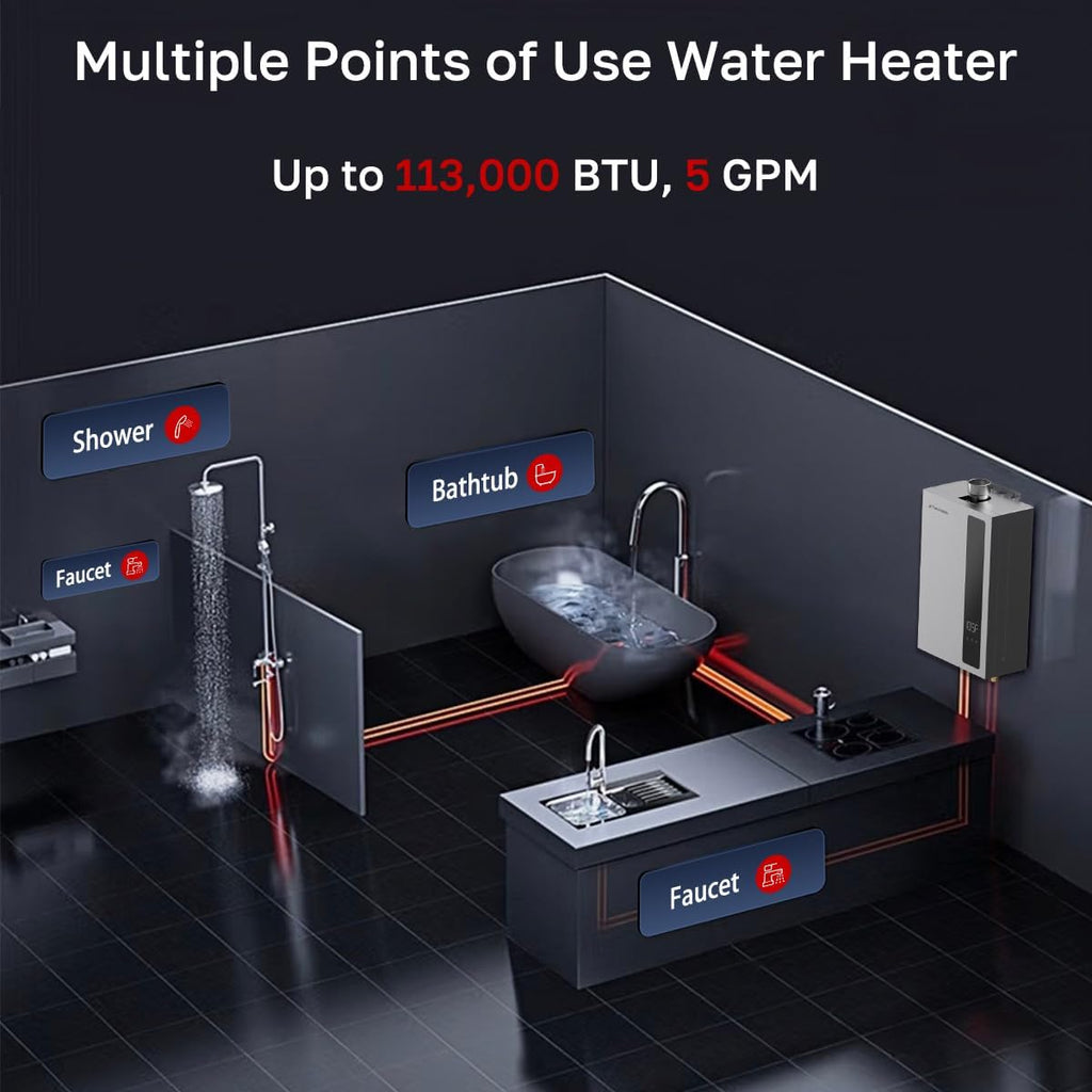 CZ422NG Natural Gas Tankless Water Heater, Up to 5 GPM 113, 000 BTU