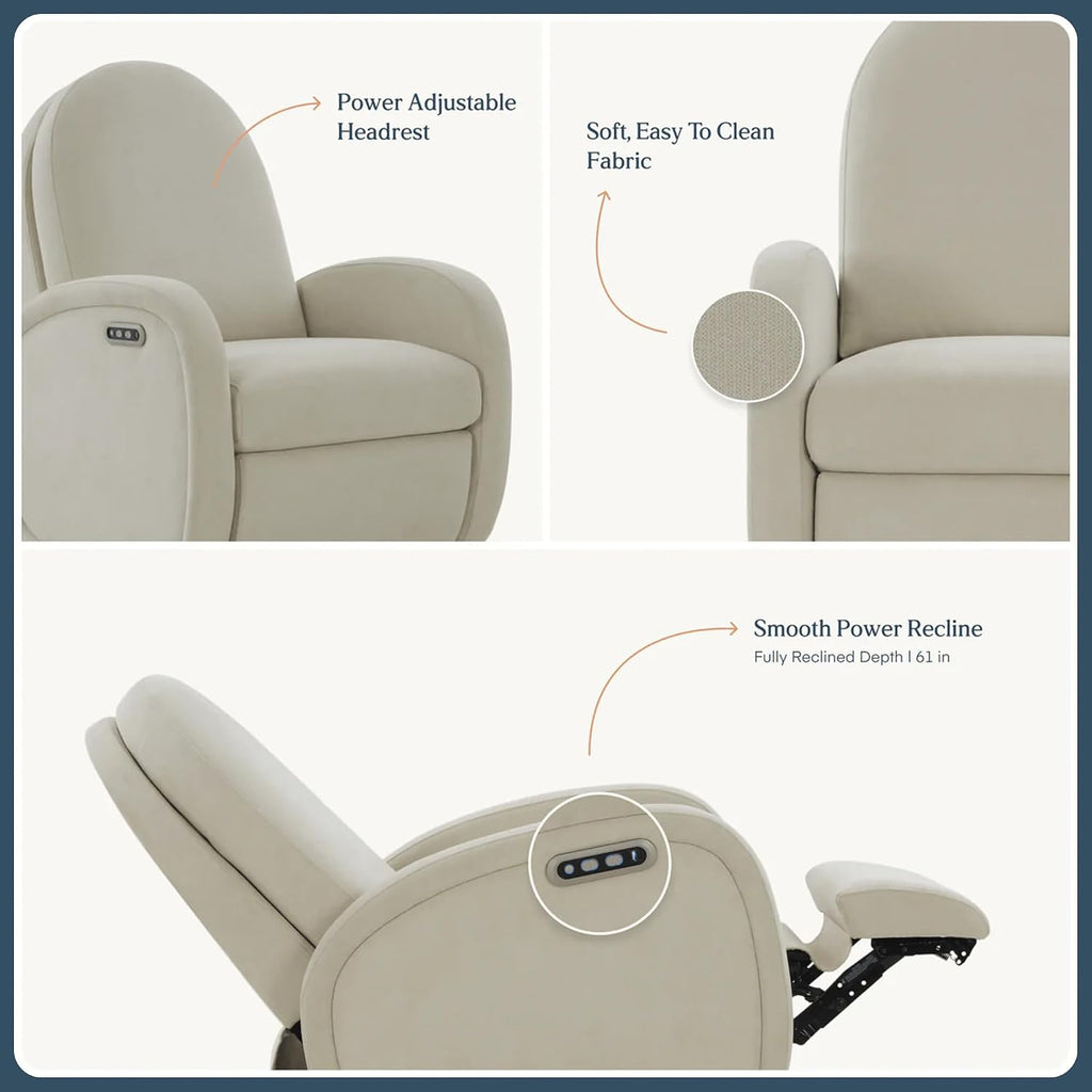 Power Glider Recliner | Contemporary Nursery Glider Chair | Adjustable Headrest & Glide | Live Smart