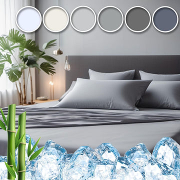 Cooling Bedsheet Set - King Size, 75% Viscose Derived from Bamboo, 25% Modal, Gray - Cool & Moisture Wicking for Hot