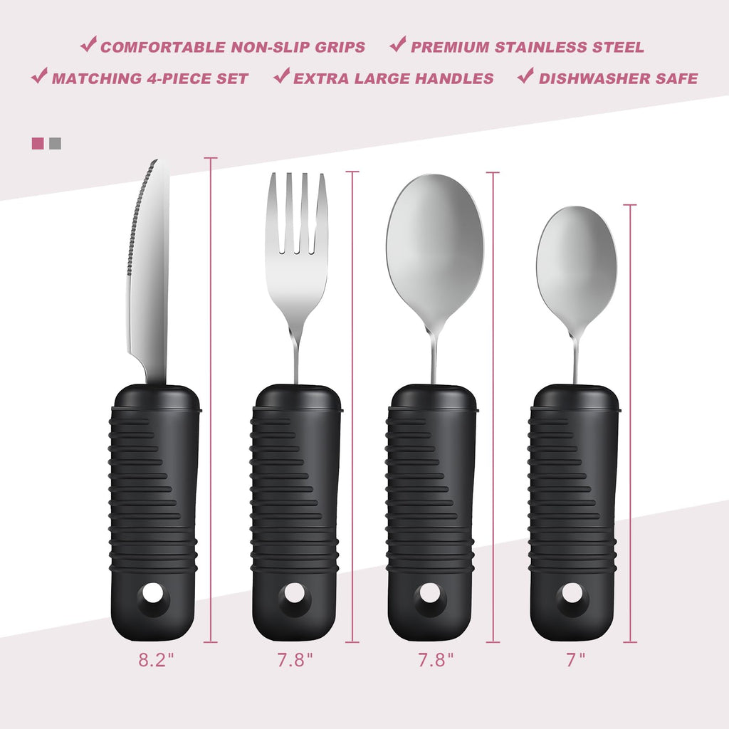 Adaptive Utensils, Bendable Fork, Teaspoon, Tablespoon & Knife (4 Pcs Set)