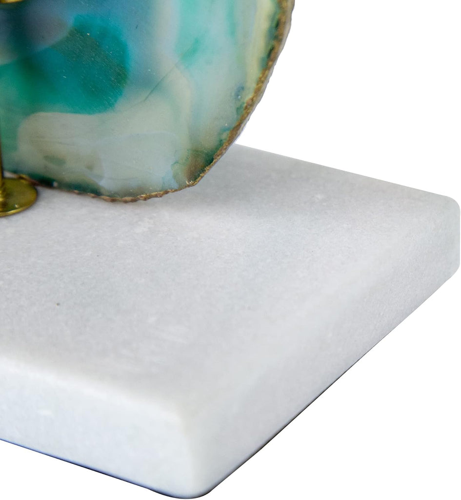 A&B Home Polished Green Agate Crystal & Marble Bookends, Stone Pair Book Ends for Heavy Books, Decorative Accents