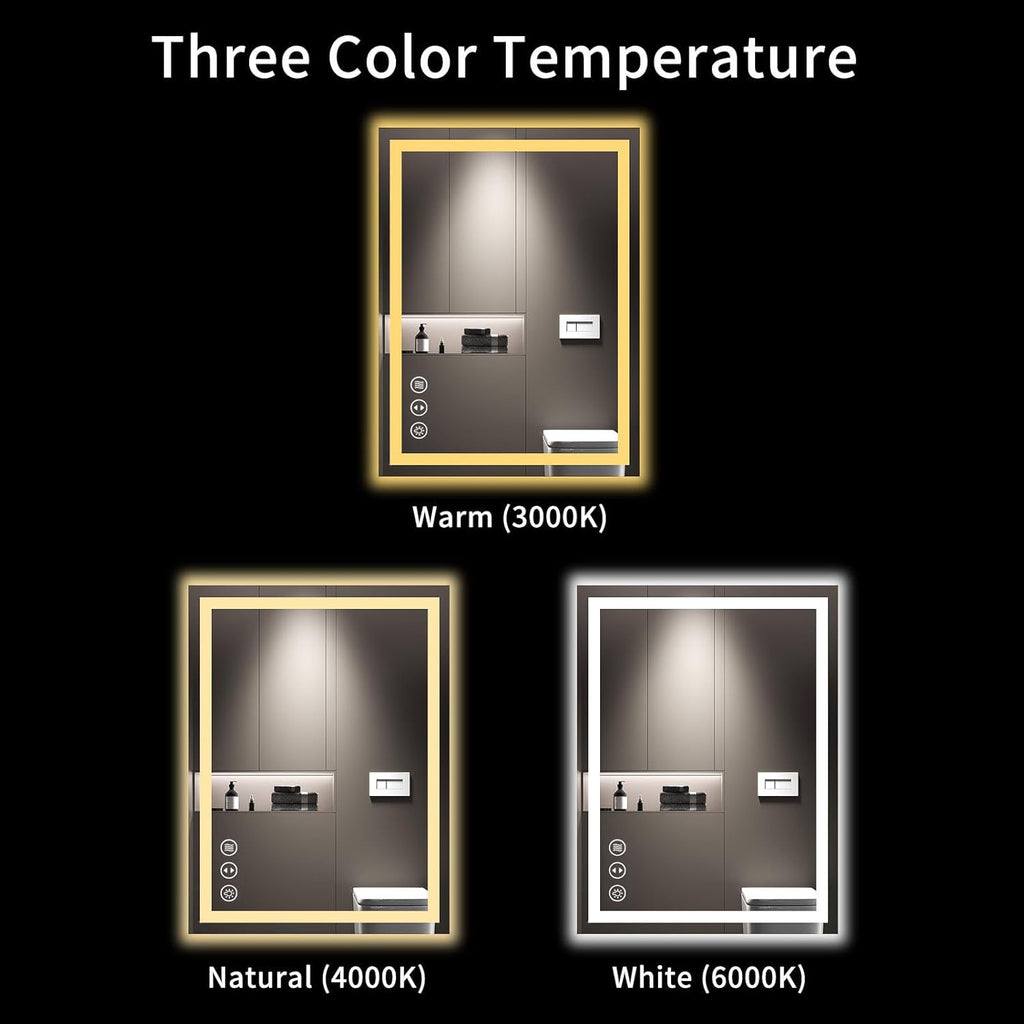 24X32 LED Bathroom Mirror with Lights, Anti-Fog, Dimmable, Backlit + Front Lit, Lighted Bathroom Vanity Mirror for Wall, Memory Function, Tempered Glass, Shatter-Proof, ETL Listed