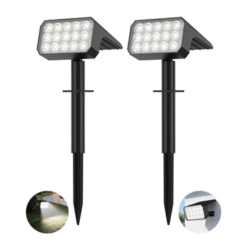 Solar Spot Lights Outdoor Waterproof, 2 Pack, 75 LED Cool White