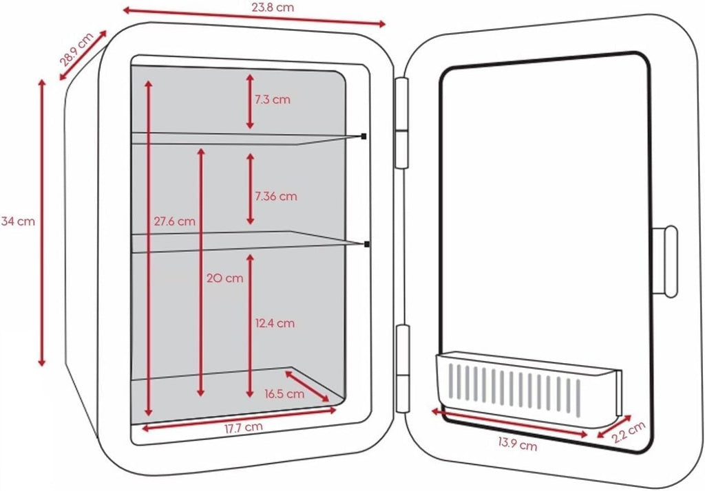 10L Mini Fridge for Bedroom - Car, Office Desk & College Dorm Room 12v Portable Cooler Warmer Food, Drinks, Skincare