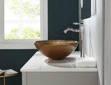 Honeysuckle Series Round Tempered Deco Glass Vessel Bathroom Sink | Top Mount Sinks Above Countertop |Handicraft