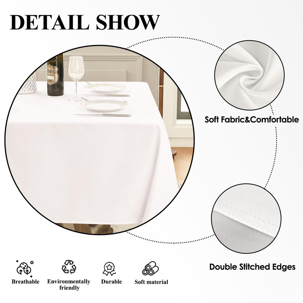 6 Pack White Square Tablecloths 52x52 Inch for Dining Tables
