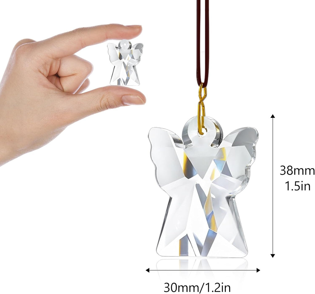 12 Pcs Clear Crystal Angel Prisms Chandelier Window Hanging Decor - Clear Glass Angel Prism Suncatcher Rainbow