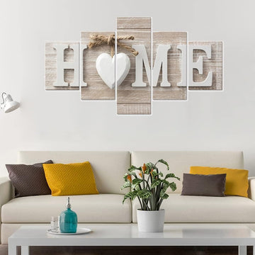 5 Pieces Canvas Prints Wall Art HOME Sign Pictures Modern Painting Artwork Print Oil Print Framed Hang Bedroom Living