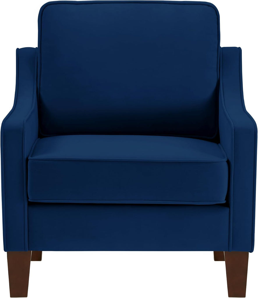 29" Modern Armchair,Living Room Single Seat Sofa,Upholstered Velvet Chair,with Wooden Legs, ,Navy