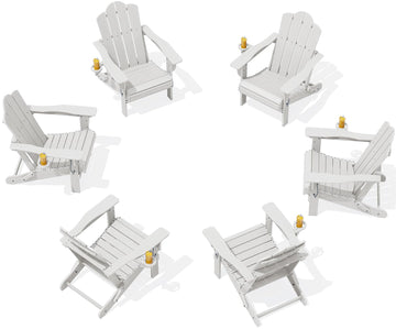 Adjustable Adirondack Chairs Set of 6, Folding Outdoor Chair, White