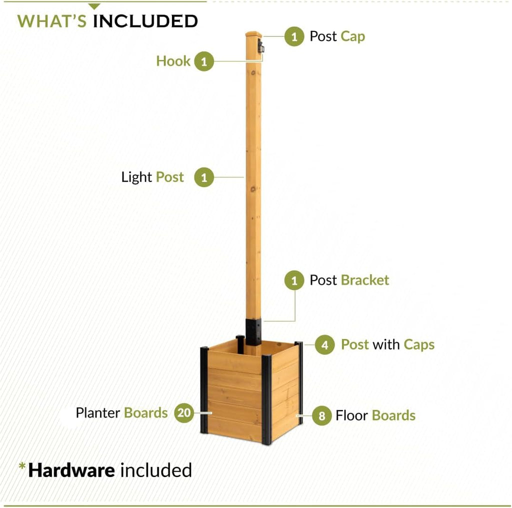 8.5ft H (1 Post w/Planter Box) Freestanding Zippity Concord String Light Post for Outdoor Hanging Lights, Outdoor