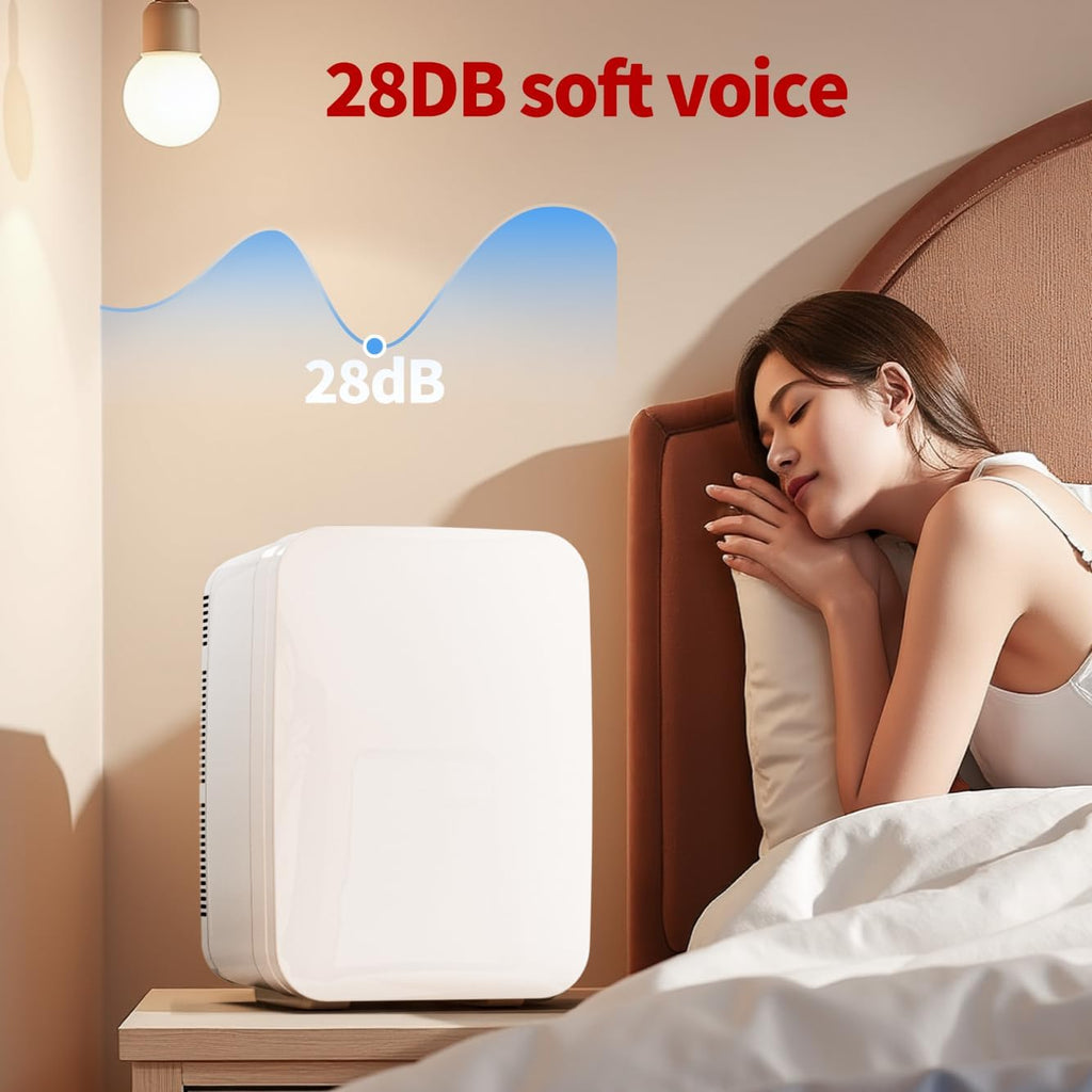 Mini Fridge for Bedroom - 10 Liter/15 Can Portable Refrigerator for Dorm, Office, Car - Quiet Cooler & Warmer for Food