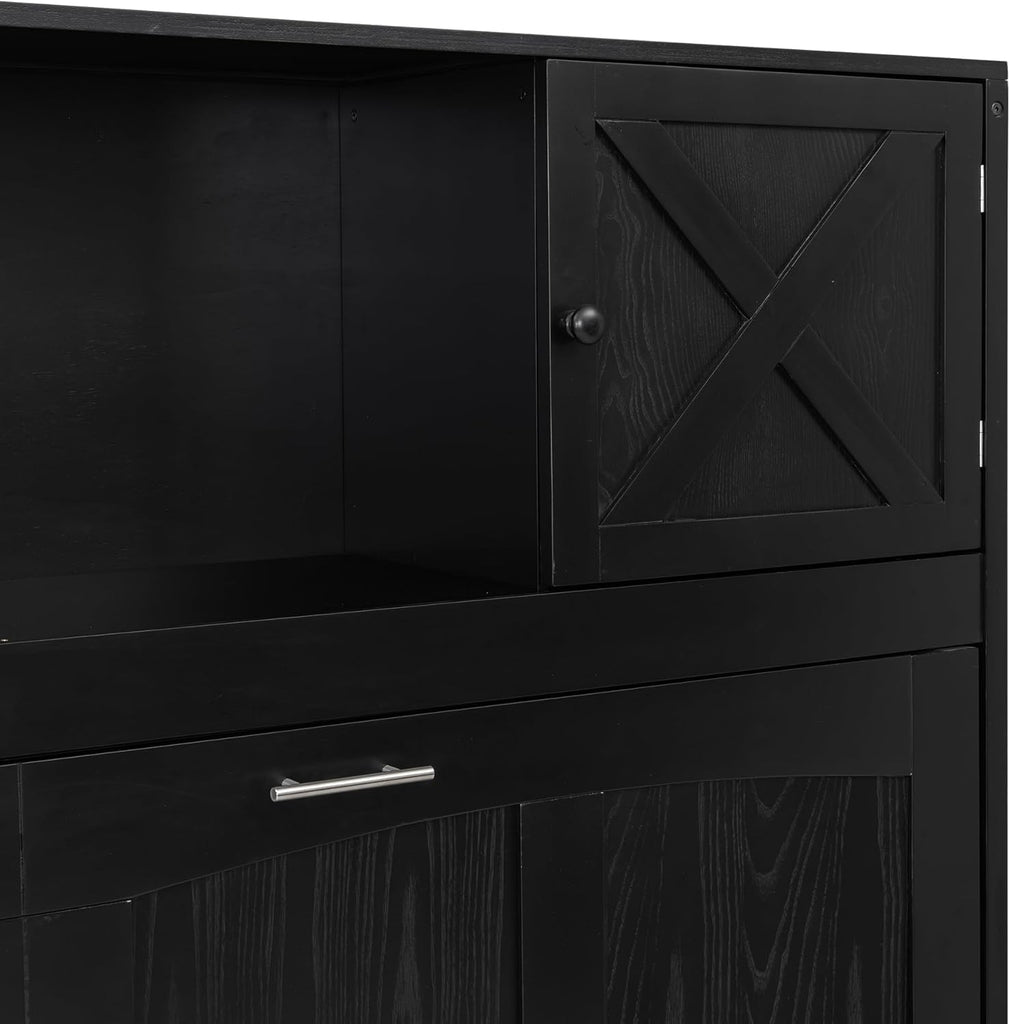 Full Horizontal Murphy Bed with Storage Cabinets,Solid Wood Farmhouse Hideaway Folding Farmhouse Murphy Wall Bed