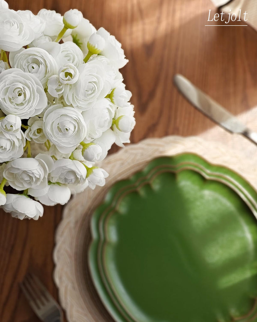 Ranunculus White Silk Flowers, 18 Pcs