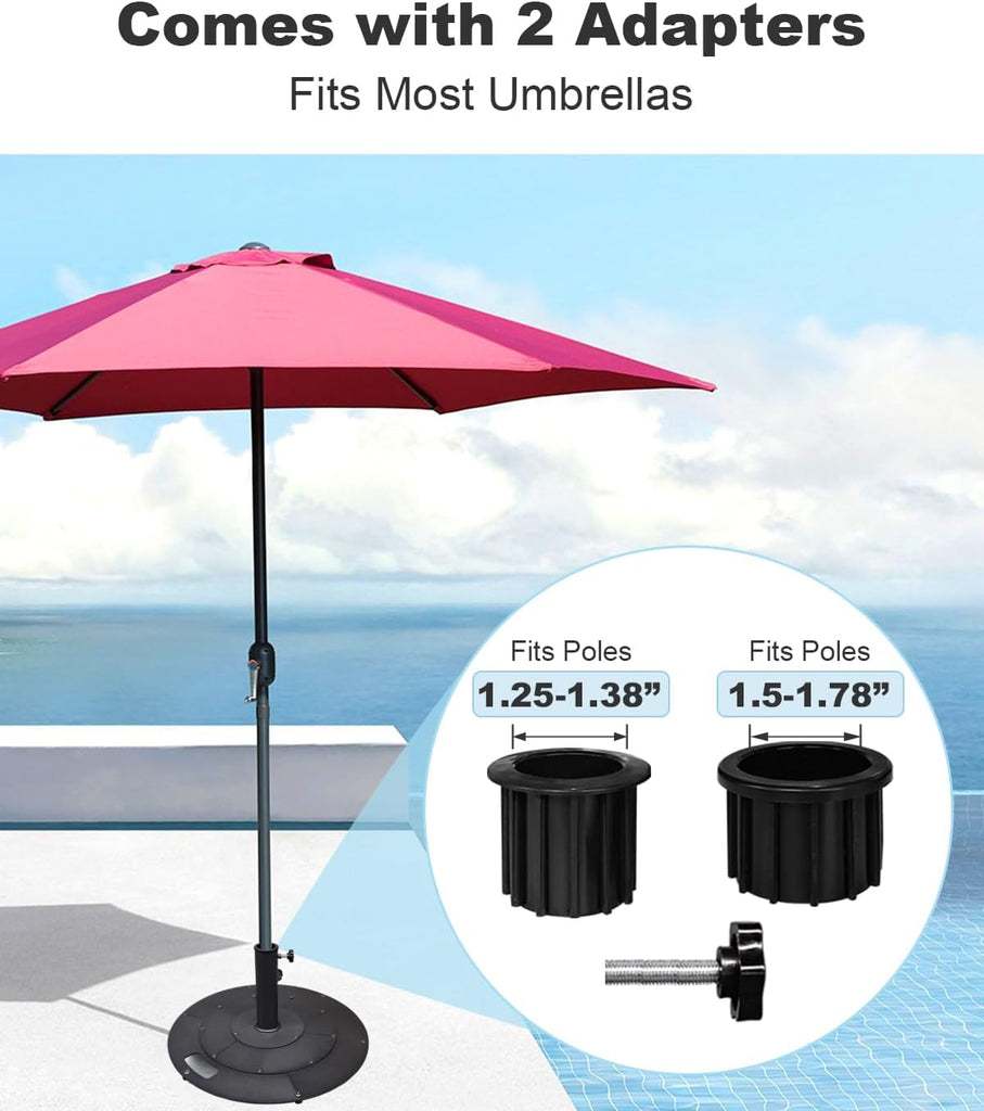 21 Inches Metal Umbrella Base with 2 Adapters for 1-¼" or 1-½" Umbrella Poles