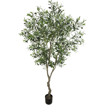 7 FT Artificial Olive Tree, Indoor Faux Potted Olive Tree with Realistic Leaves and Olive Fruits, Easy Assembly Decor