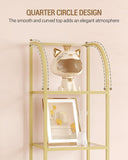Bookcase Bookshelf, Tempered Glass Arched Bookshelf for More Storage, Slim Shelving Unit, Steel Frame