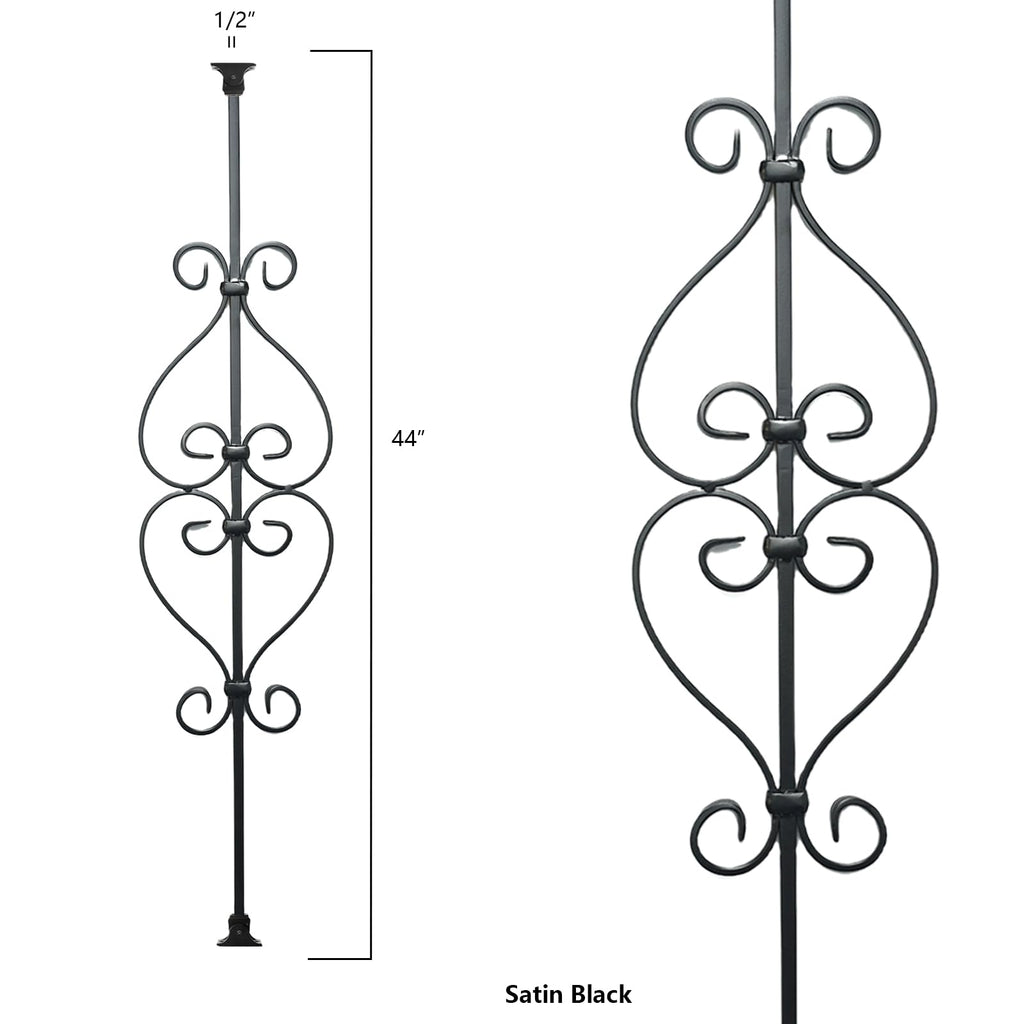 Balusters for Staircase Interior - Stair Railing Spindles, Iron Balusters Banister, Hollow Square, 1/2inch x 44inch