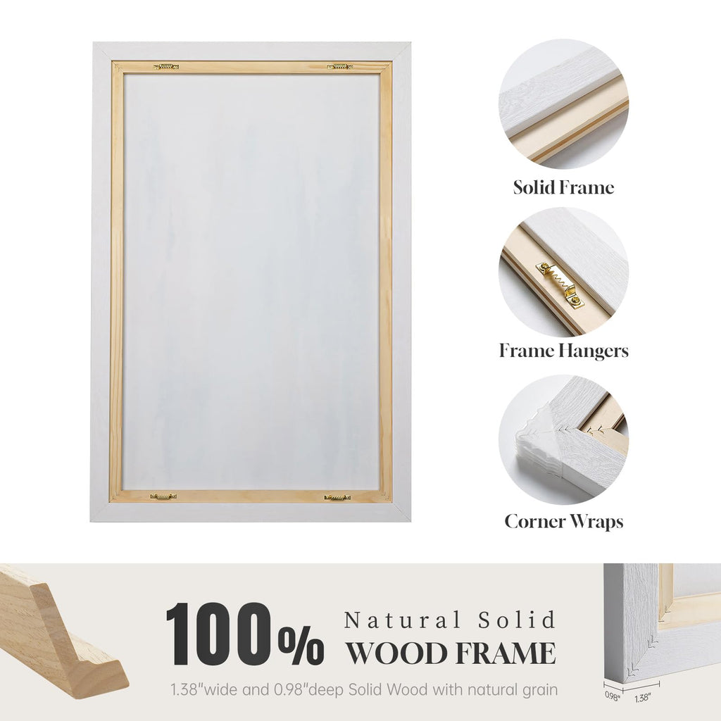 Large Framed Coastal Abstract Wall Art, Horizontal 30x60 In