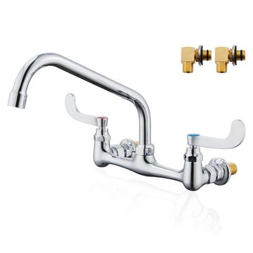 Wall Mount Commercial Sink Kitchen Faucet 8 Inch Adjustable Center