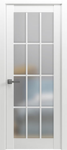 Solid French Door Frosted Glass 12 Lites 32x80 inches | Felicia 3312 Matte White | Single Regural Pa