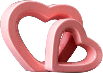Love decorCeramic Golden Heart Decoration, Valentine's Day, Anniversary, Wedding Gift, Home Decoration (Pink)