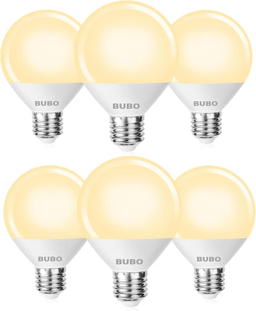Vanity Light Bulbs for Bathroom Over Mirror, 60 Watt Equivalent, Soft White 2700K, G25 Globe Light Bulb 800 Lumens (6 Pack)