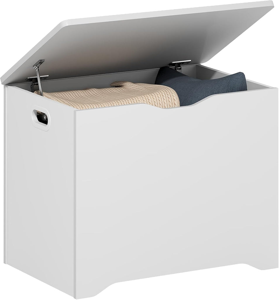 Basic Storage Chest, Storage Bench with Safety Hinged Soft Closed Lid, Storage Box, 15.6 x 23.6 x 18, White