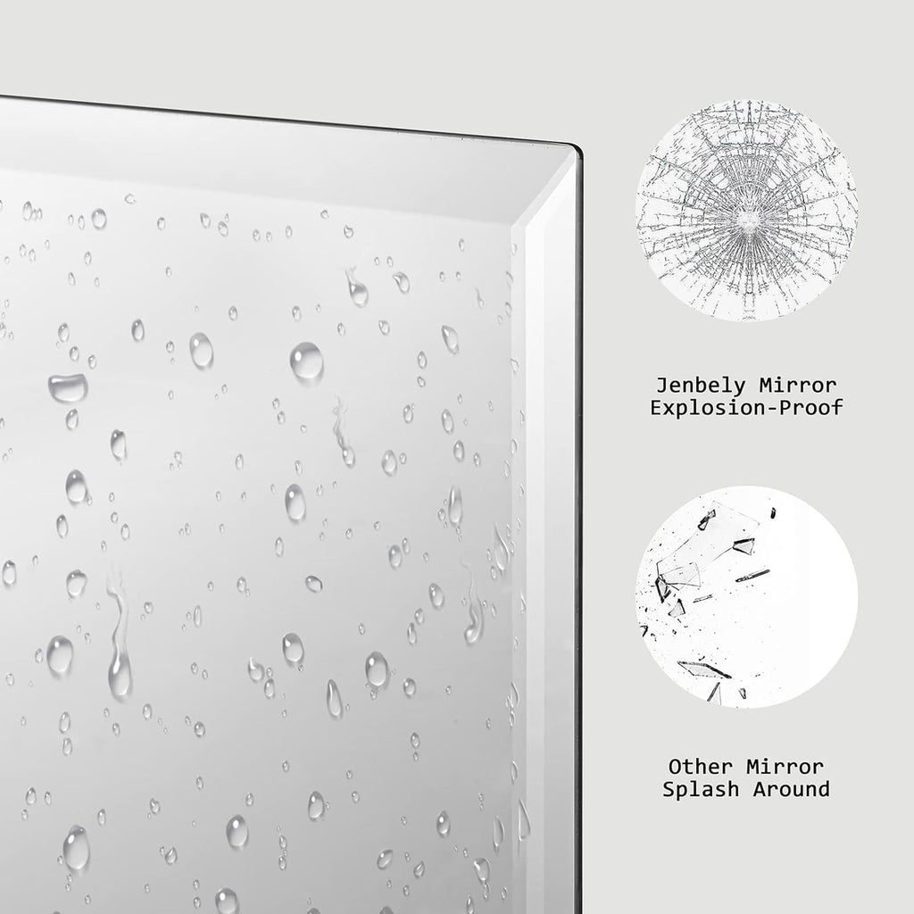 40x30 Inch Rectangle Frameless Mirror, Beveled Bathroom Mirror