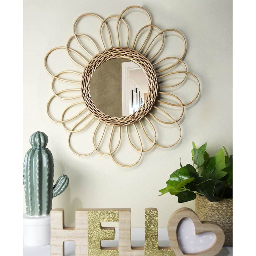 Mirror Flower - Rattan Diameter 38 cm - Beige