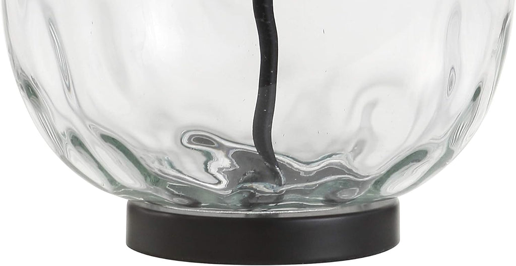 26.5" Clear Glass and Black Metal LED Table Lamp