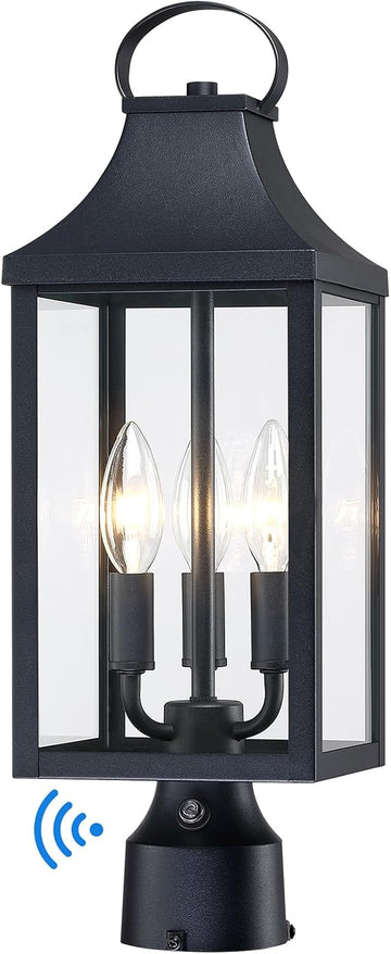 18.62'' Dusk to Dawn Post Light Outdoor, Large 3-Light Lamp Post Light Fixture