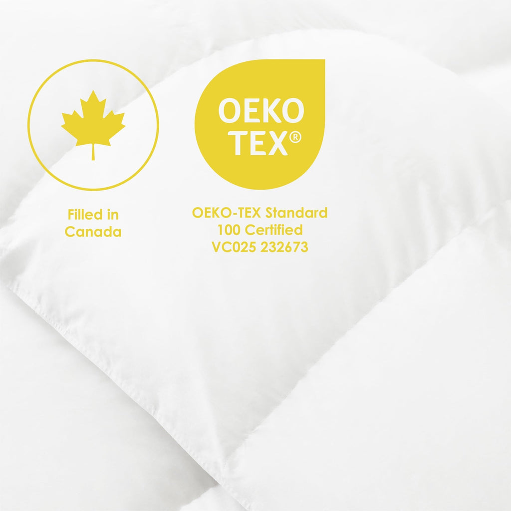 Down & Feather Co. - All Season Weight White Feather & Down Duvet XL Queen Size - 260 TC Shell 100% Cotton - Oeko TEX