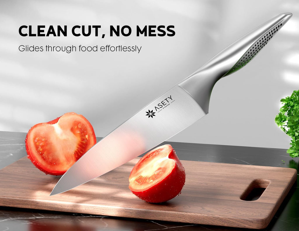 Knife Block Set, 15 PCS Knives Set , Stainless Steel | Ultra Sharp Kitchen Knife, Full Tang One-Piece Knife Set with