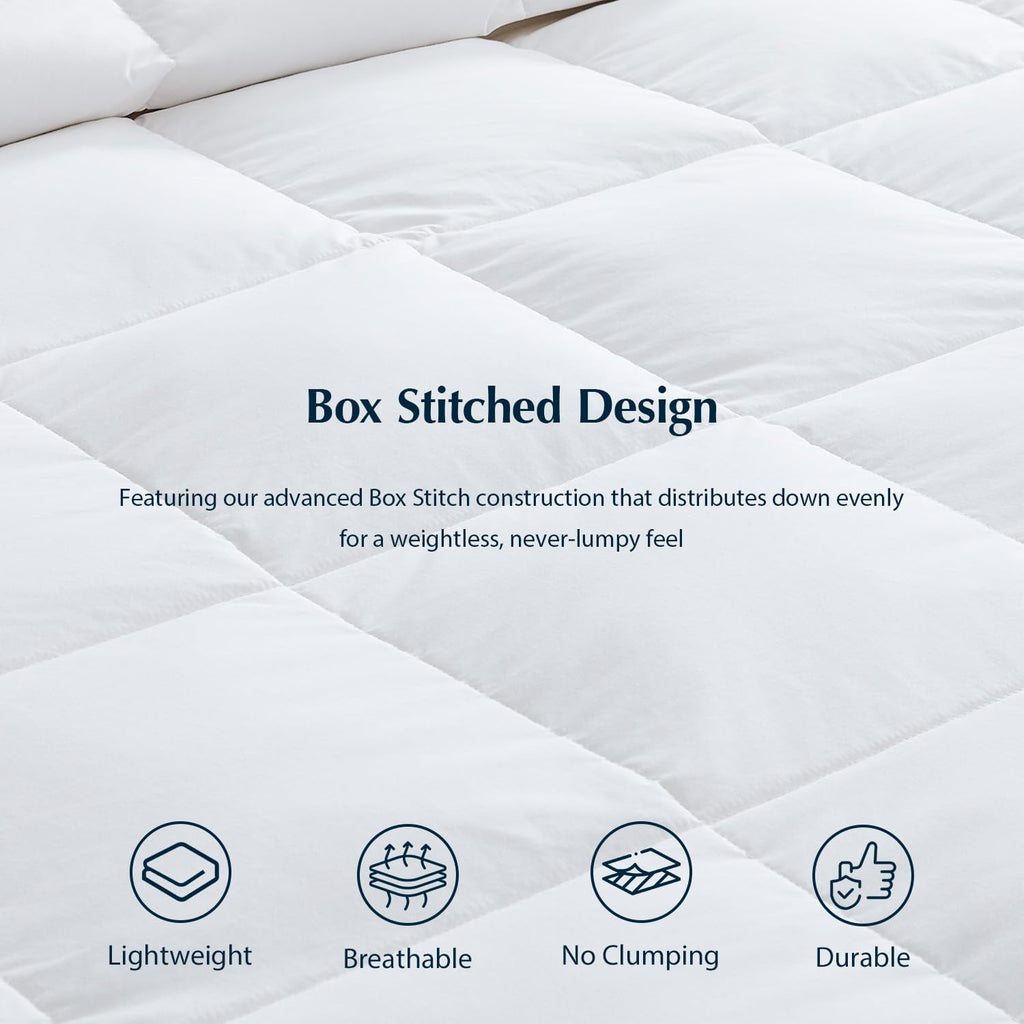 Lightweight Goose Feather Down Fiber Comforters King, Summer Duvet Insert, Ultra Soft, Breathable, Hotel Luxury