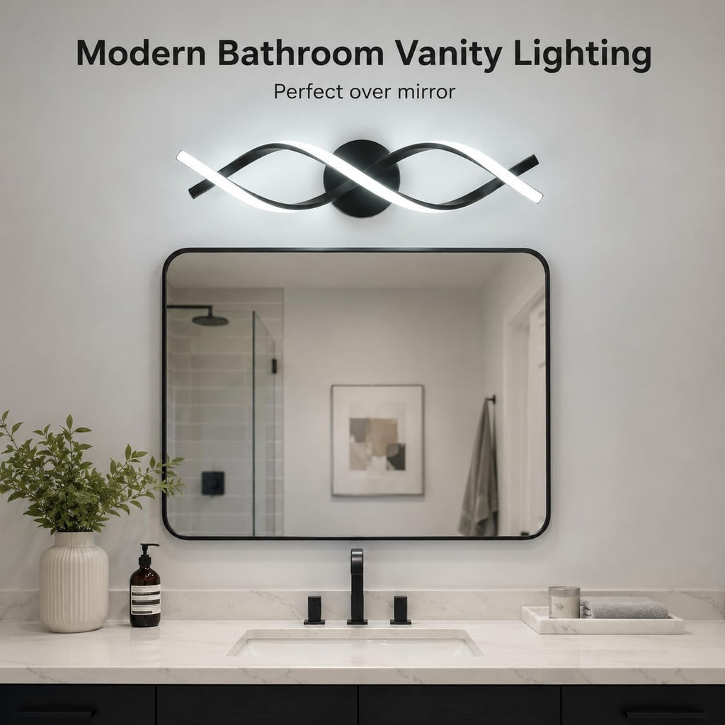 Modern Black LED Vanity Lighting,Bathroom Light Fixture Over Mirror,21 Inch,6000K Cool White