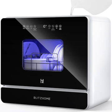 Countertop Portable Mini Dishwasher, 9 Programs,167℉ High-Temp, Hot Air Drying, Air Refresh, 360° 3 Spray, 24H Timing