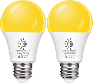 Dusk to Dawn Bug Light Bulbs Outdoor, 6W LED Yellow Bulb for Porch