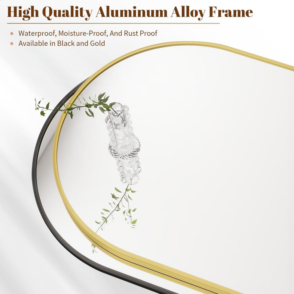 20"x30" Arch Bathroom Mirror, Wall Mounted Vanity Metal Frame Mirror , Gold