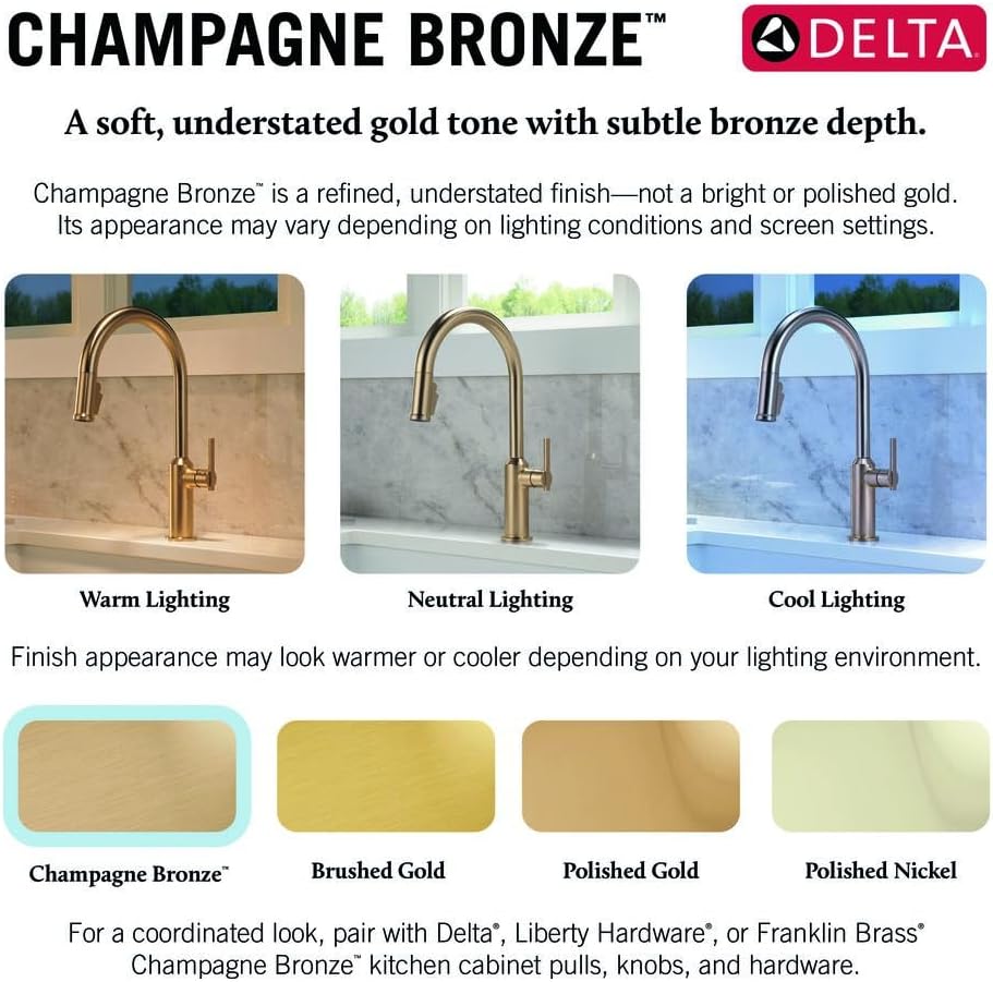 Finnridge Brushed Gold Kitchen Faucet with Pull Down Sprayer, High Pressure ProClean Spray Modern Single Hole Kitchen