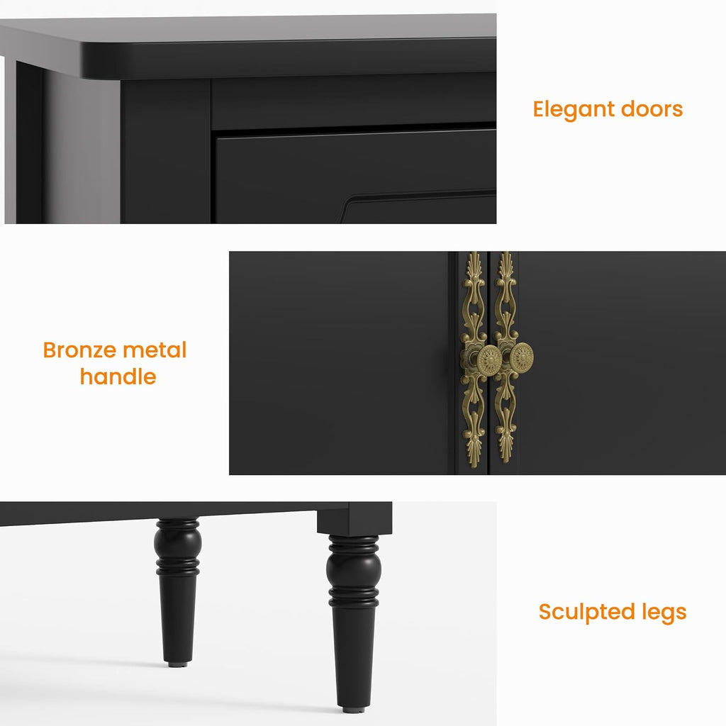 Buffet Cabinet with 2 Doors & 3 Drawers, Vintage Sideboard with Storage, Painted Coffee Bar Table with Solid Wood Legs