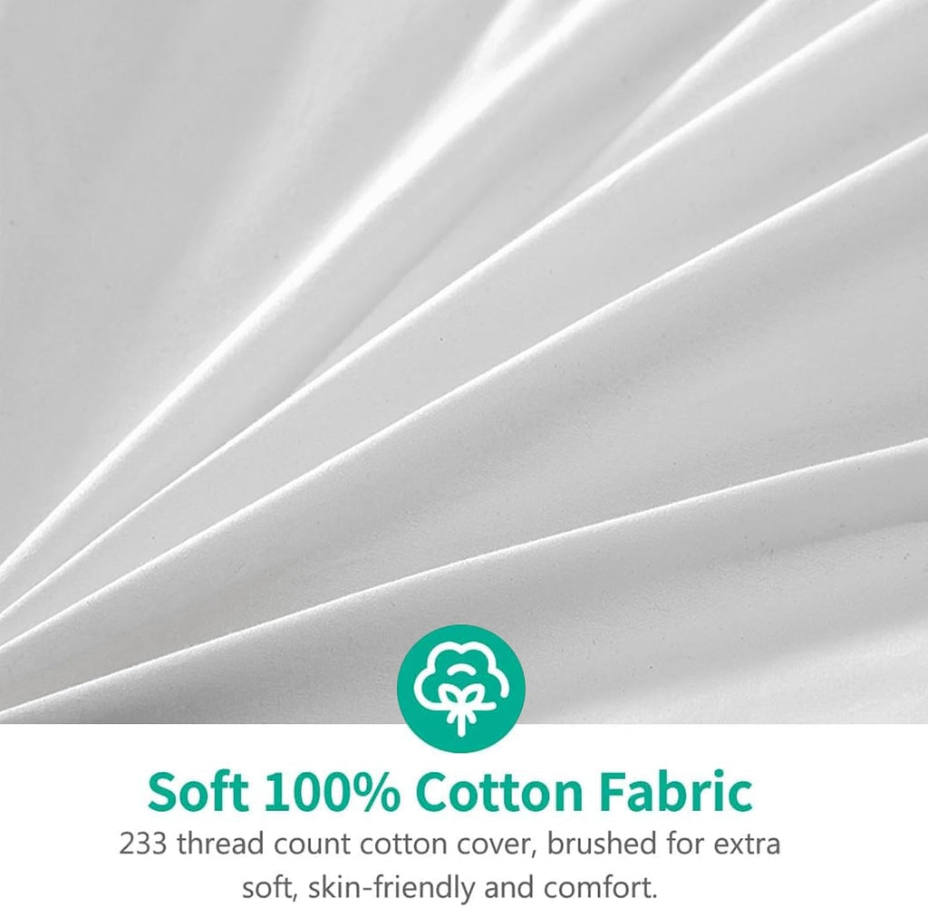 Twin Feathers Down Comforter - Ultra Soft All Seasons 100% Organic Cotton Duvet Insert Medium Warm Quilted Bed