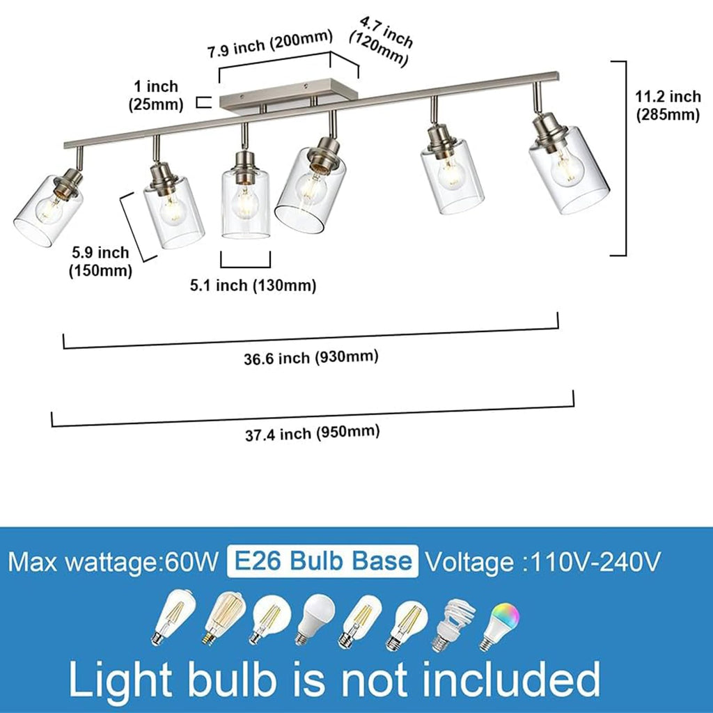 6 Light Track Lighting Fixture Brushed Nickel Track Lighting Kit