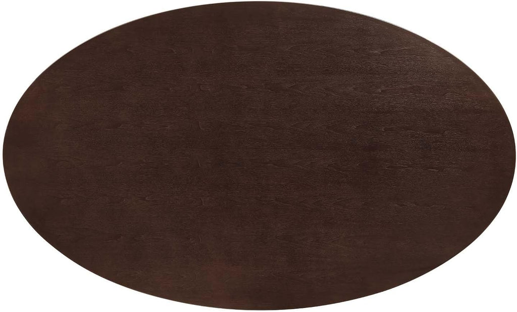 Inspired Saarinen Style Tulip Oval Pedestal Dining Table — White Cherry Walnut, 78″ Oval