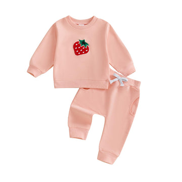 Toddler Clothes for Baby Girls Cute Strawberry Long Sleeve Sweatshirt Pants Girls Warm Fall Winter Outfits Set
