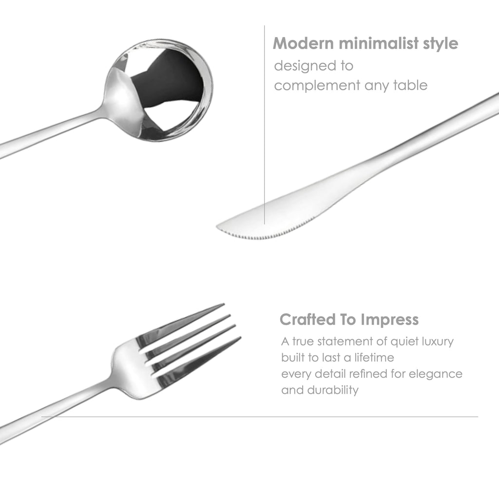 Lincoln 30-Piece Slim Handle Flatware Set for 6, Silver Polish