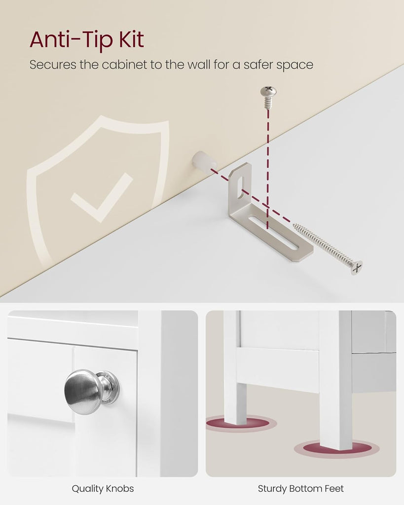 Tall Storage Cabinet with Lights, Slim Freestanding Cabinet with Adjustable Shelves, for Small Spaces, Bathroom