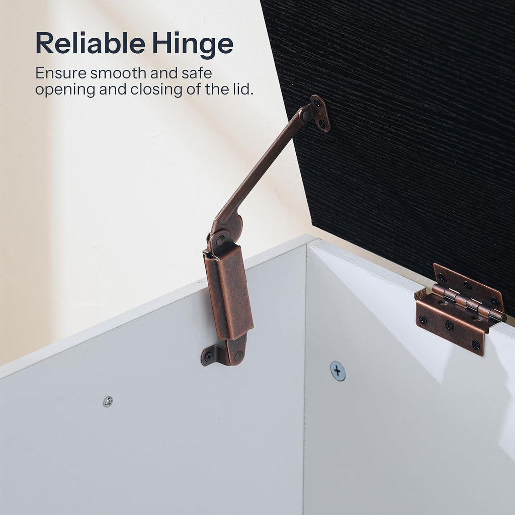 Storage Bench, Toy Box with Dual Drawers and Safe Hinge, Storage Chest with Extra-Long Thick Top, Easy Assembly